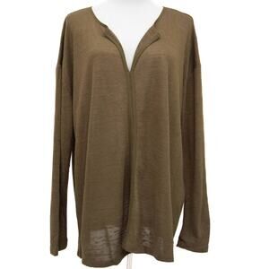 Sanctuary Olive Green Elina Long Sleeve Split-Neck Tee Size 1X